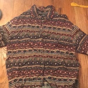 collared long sleeve shirt with flower patterns